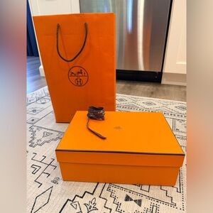Hermès Vibrant Orange Box and Bag Set